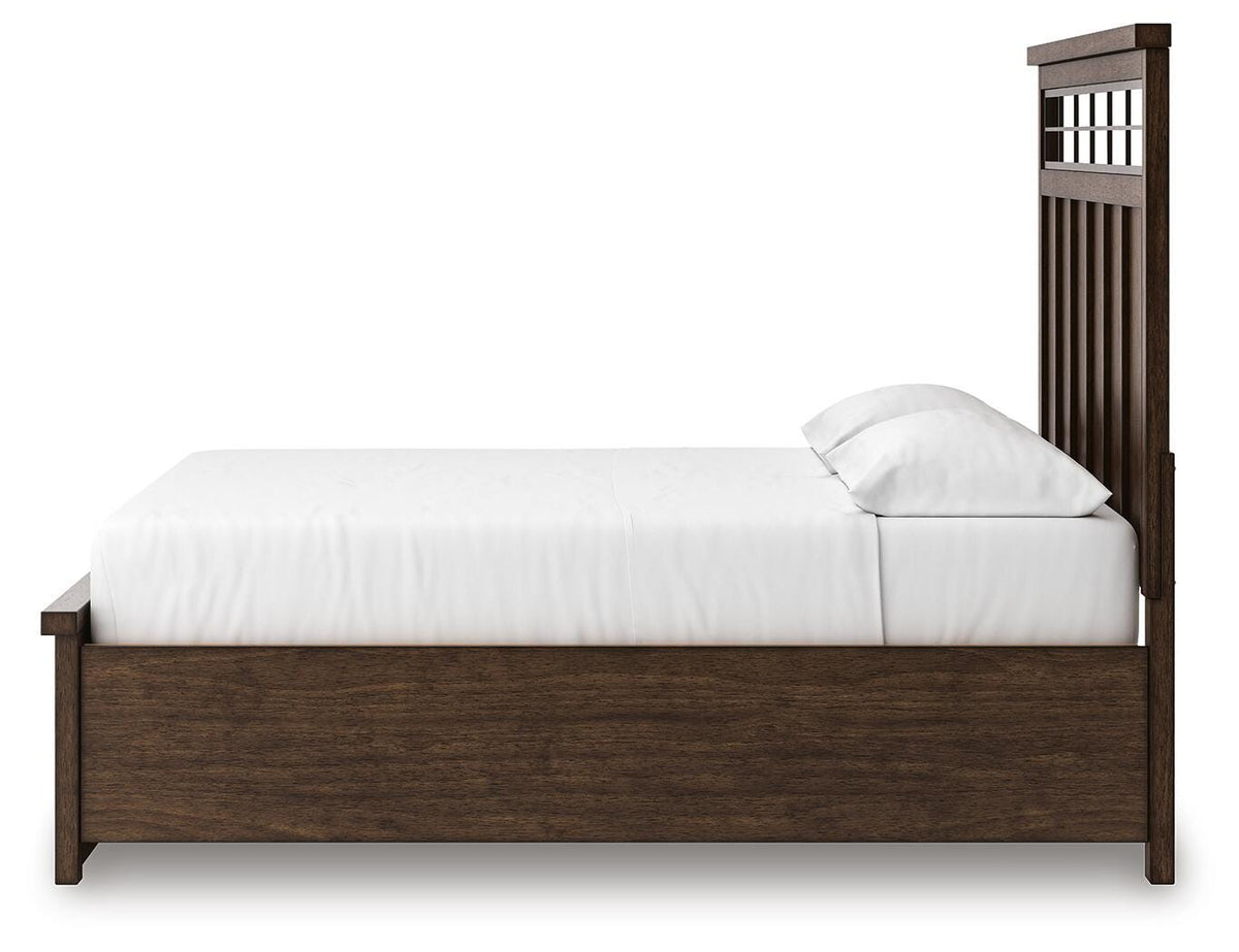 Taffenbrook California King Panel Storage Bed in Medium Brown, alternate side view