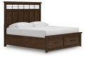 Taffenbrook King Panel Storage Bed in Medium Brown, angle view