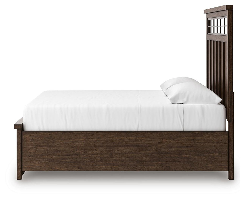 Taffenbrook King Panel Storage Bed in Medium Brown, alternate side view