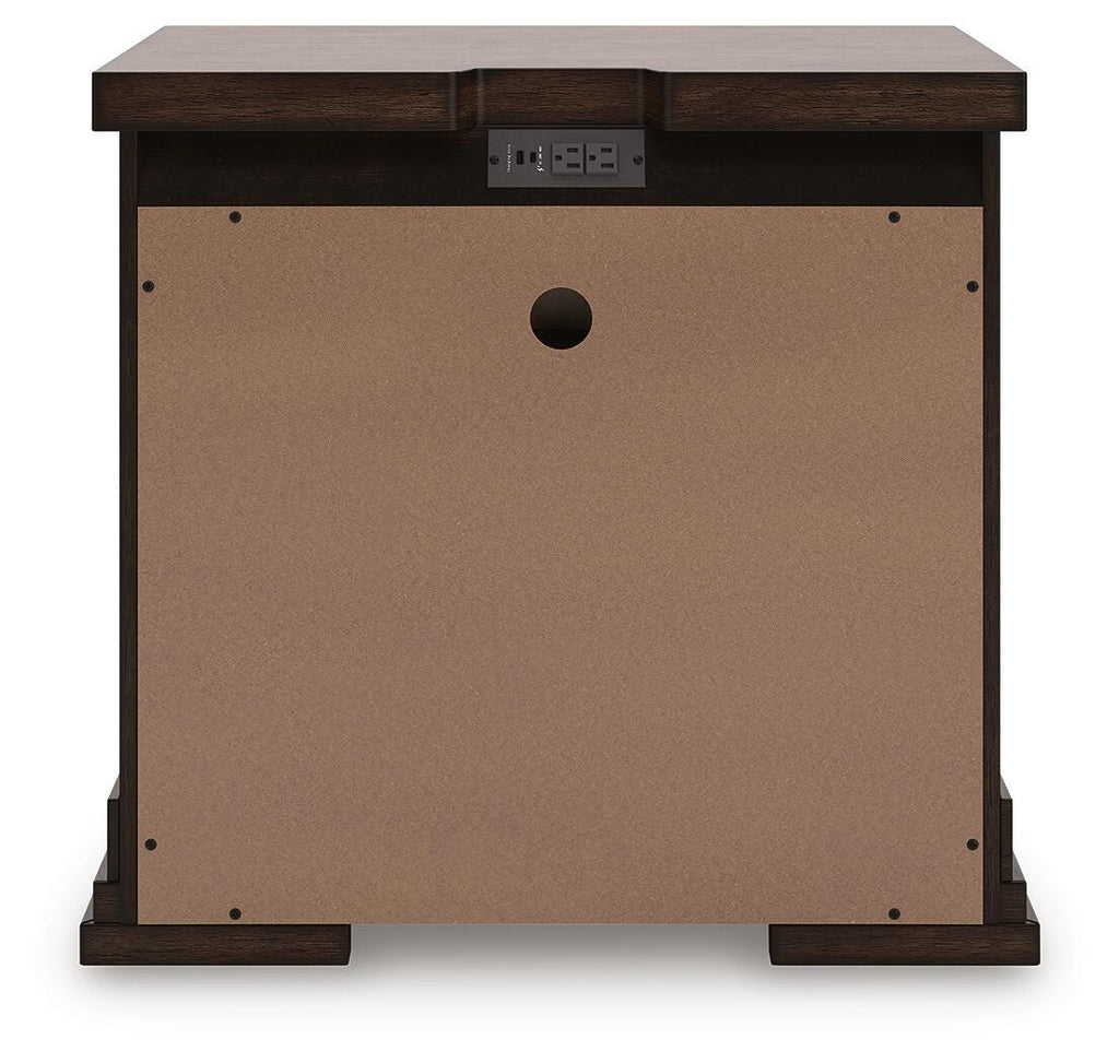 Taffenbrook Nightstand in Medium Brown, back view
