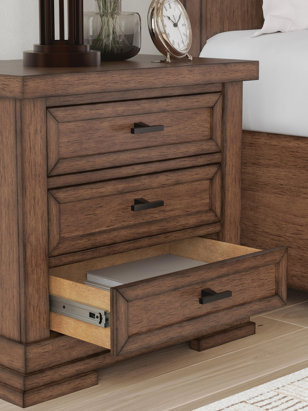 Taffenbrook Nightstand in Medium Brown, detail view