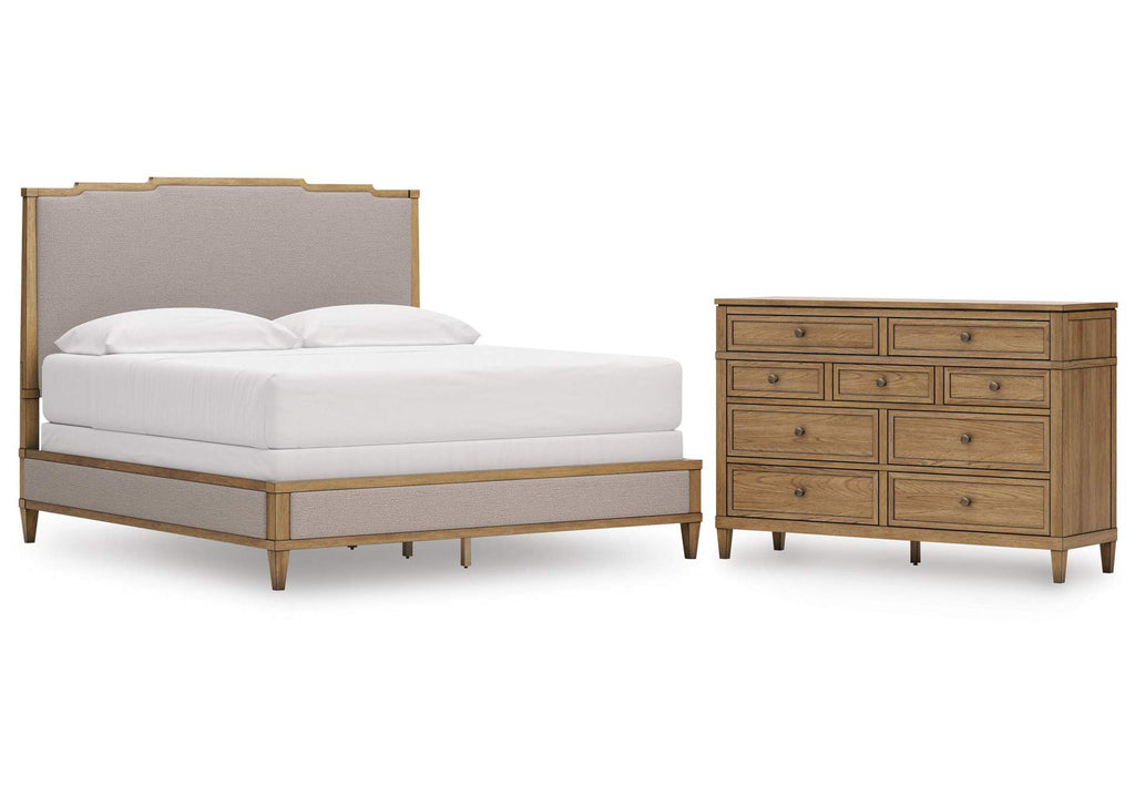 Sharlance King Upholstered Panel Bed and Dresser