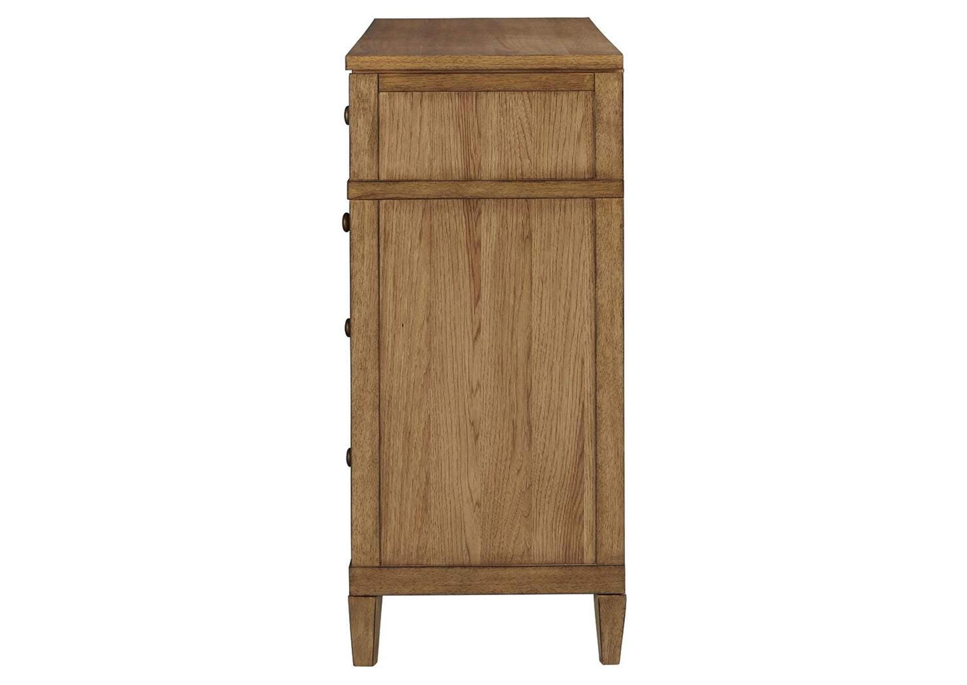 Sharlance King Upholstered Panel Bed and Dresser side view