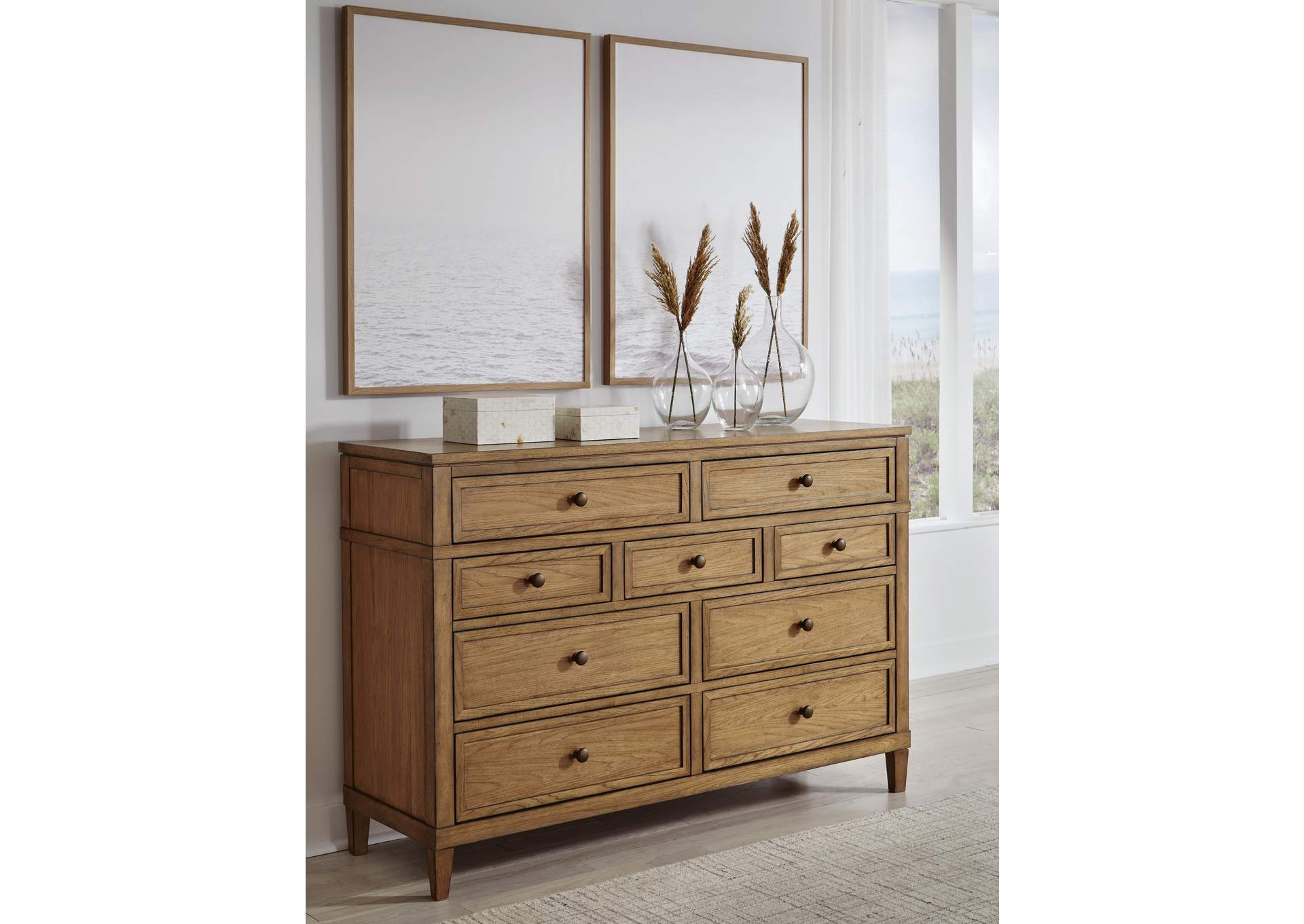 Sharlance King Upholstered Panel Bed and Dresser