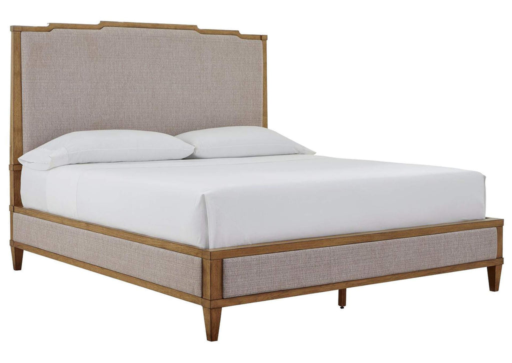 Sharlance California King Upholstered Panel Bed and Dresser angled view