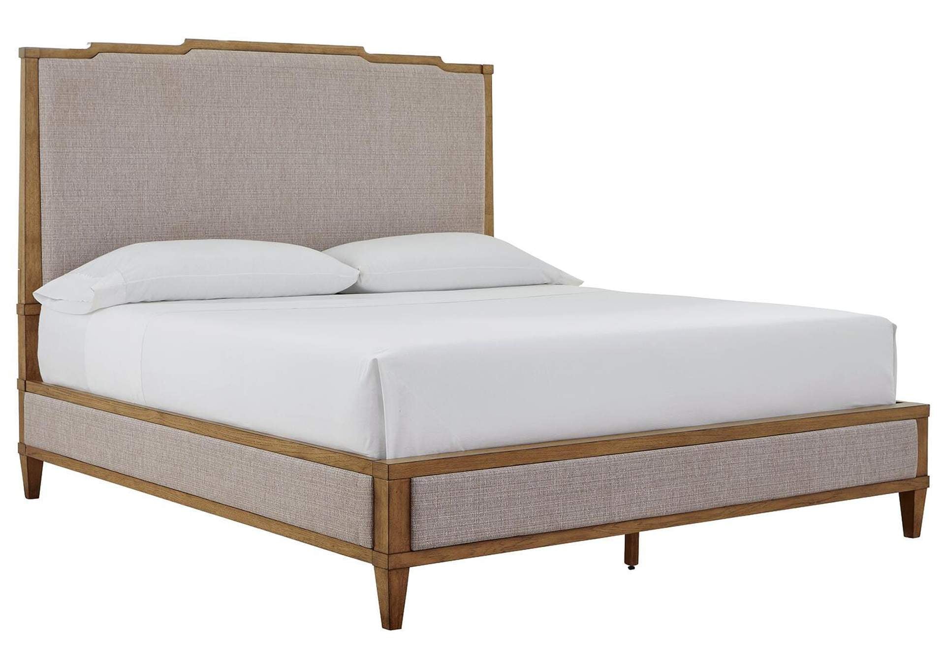 Sharlance California King Upholstered Panel Bed and Dresser angled view