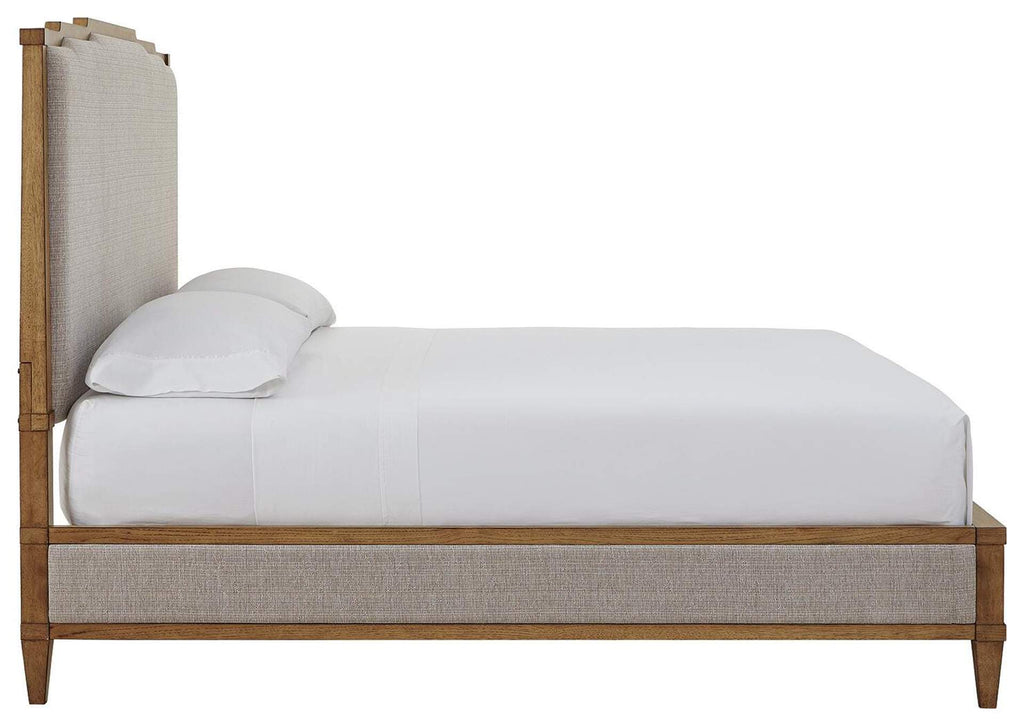 Sharlance California King Upholstered Panel Bed, Dresser and Mirror side view
