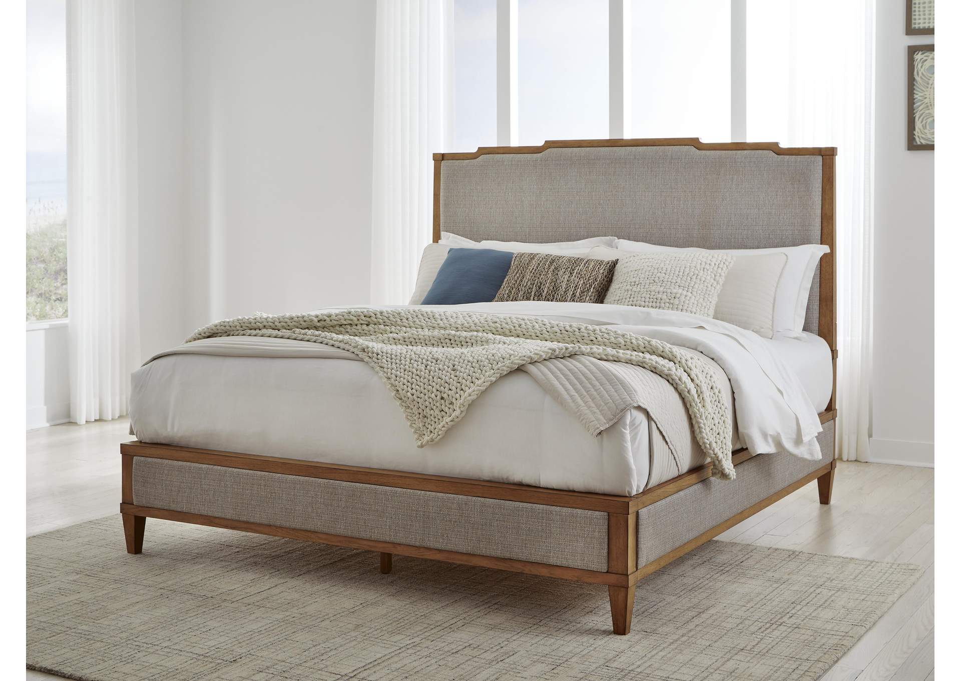Sharlance California King Upholstered Panel Bed and Dresser