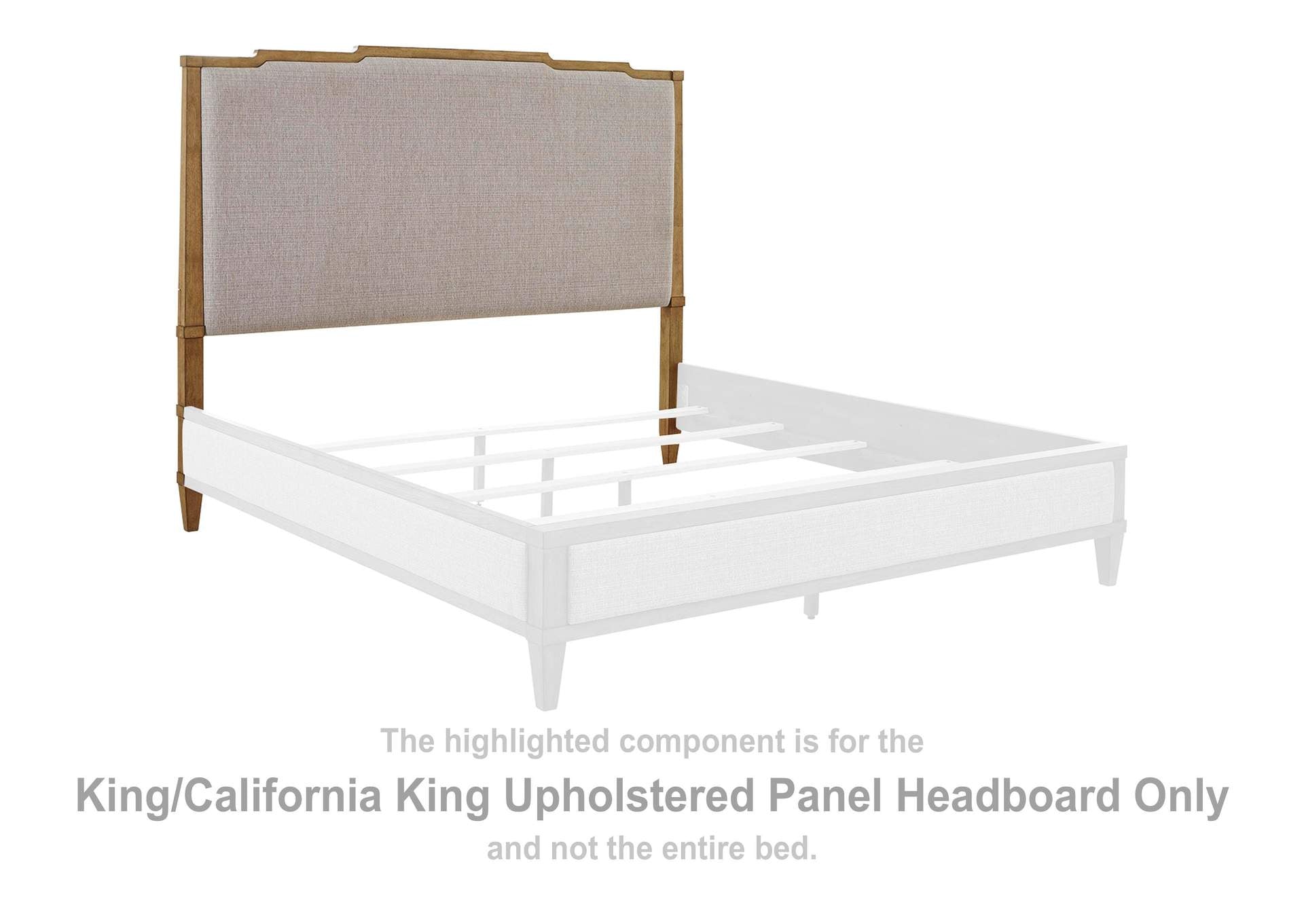 Sharlance King Upholstered Panel Bed, Dresser and Mirror