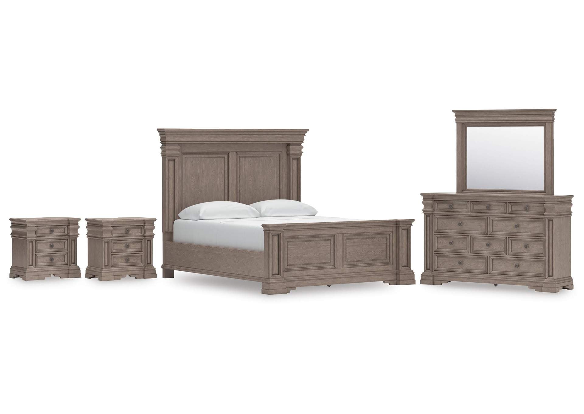 Blairhurst California King Panel Bed, Dresser, Mirror and 2 Nightstands