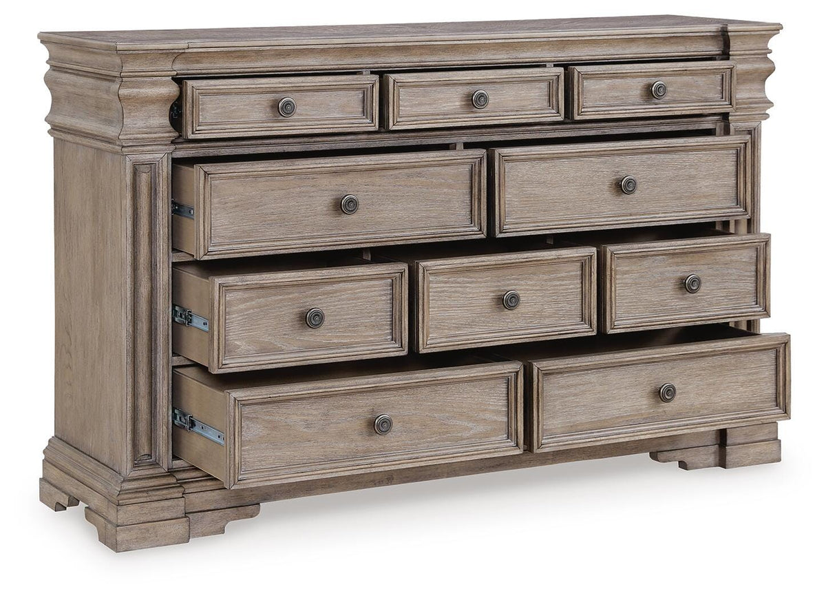 Blairhurst Dresser in Light Grayish Brown, open view