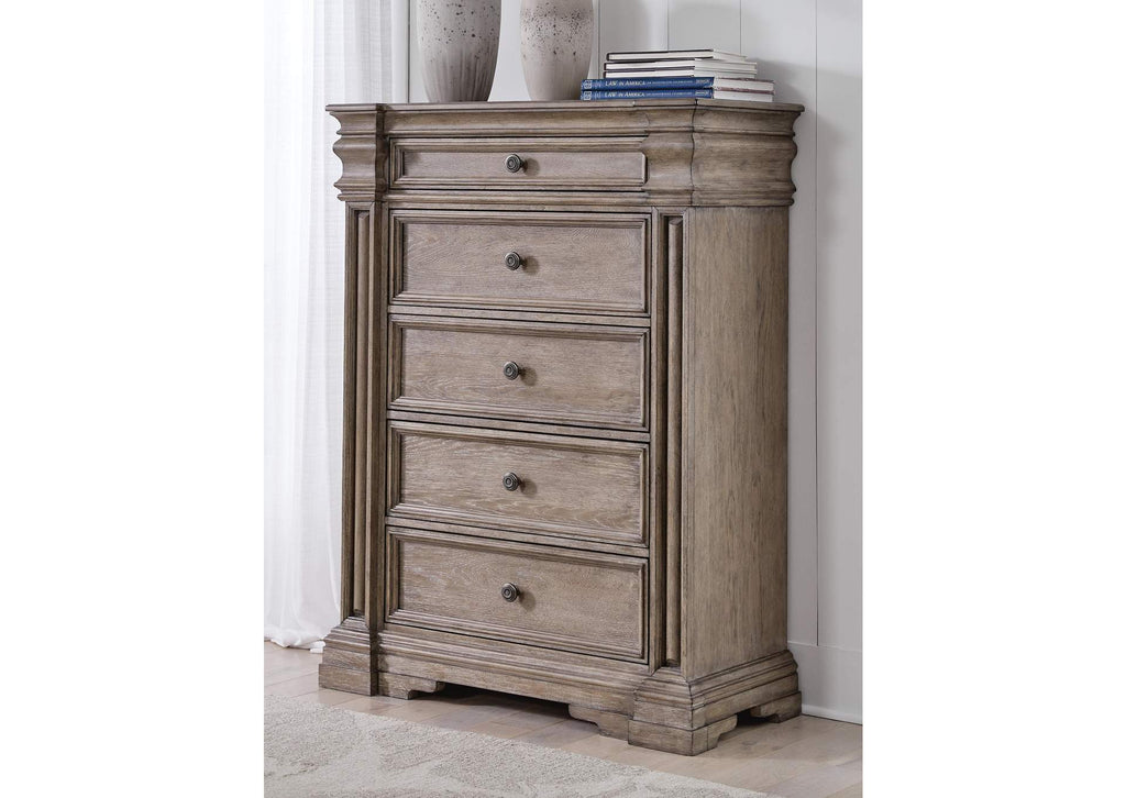 Blairhurst California King Panel Bed, Dresser, Mirror, Chest and Nightstand