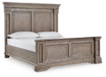 Blairhurst California King Panel Bed in Light Grayish Brown, angle view