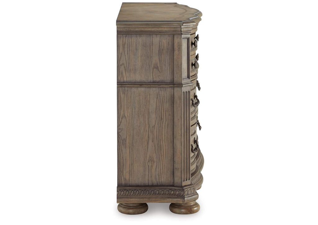 Ardenfield Queen Upholstered Sleigh Bed and Dresser side view