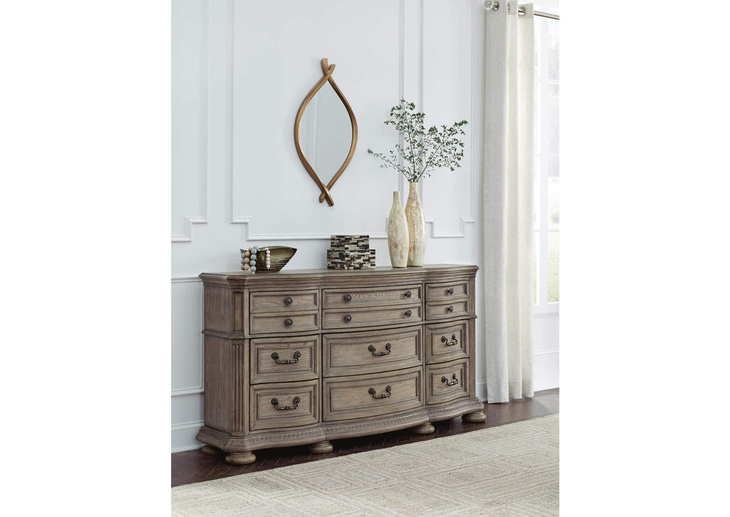 Ardenfield Queen Upholstered Sleigh Bed, Dresser and 2 Nightstands