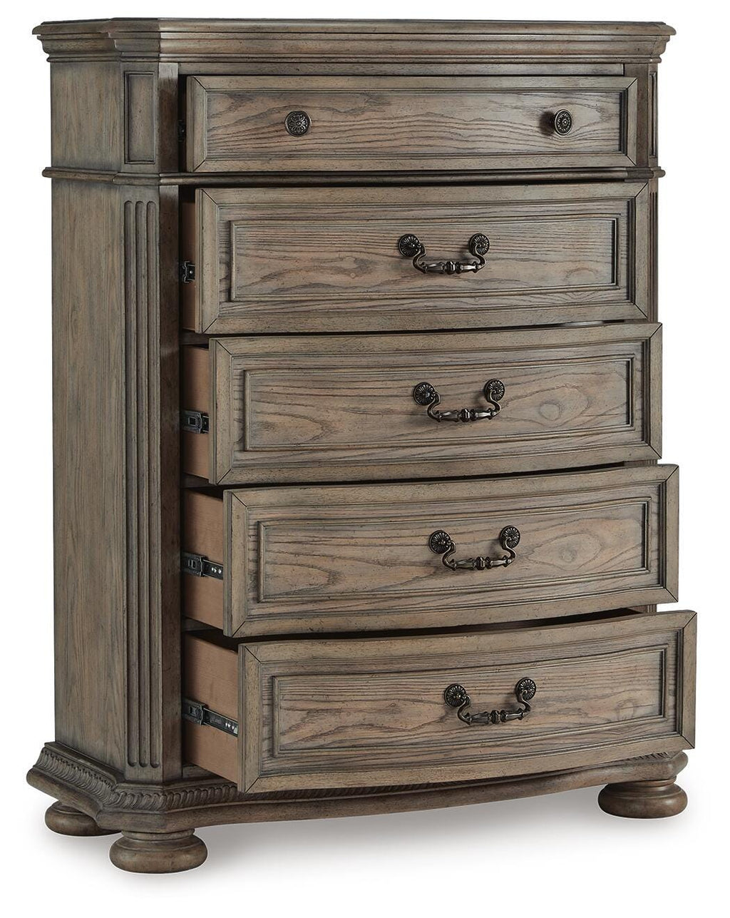 Ardenfield Chest of Drawers in Light Brown, open view