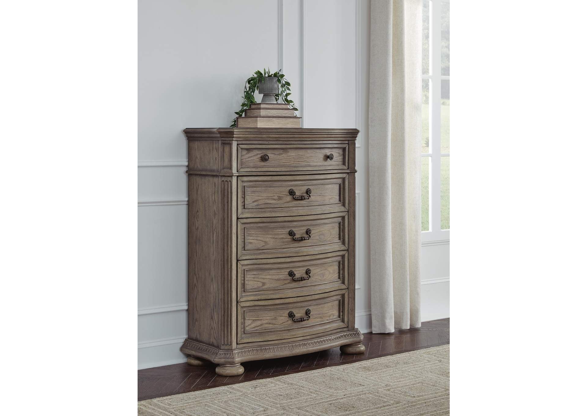 Ardenfield California King Upholstered Sleigh Bed, Dresser, Mirror, Chest and 2 Nightstands