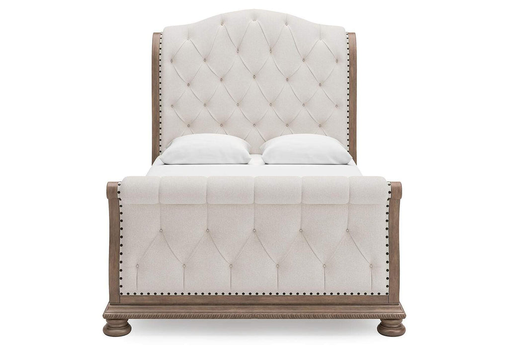 Ardenfield Queen Upholstered Sleigh Bed, Dresser, Mirror and Chest