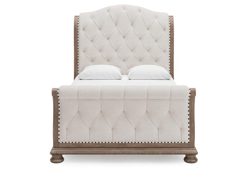 Ardenfield Queen Upholstered Sleigh Bed, Dresser and Mirror
