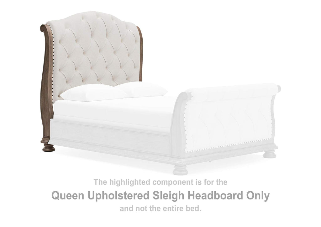 Ardenfield Queen Upholstered Sleigh Bed, Dresser and Mirror