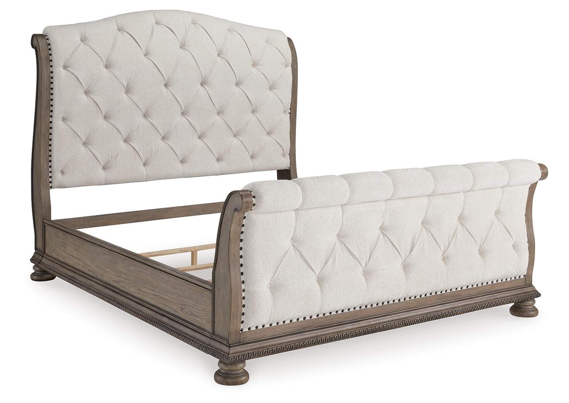 Ardenfield King Upholstered Sleigh Bed and 2 Nightstands angled view
