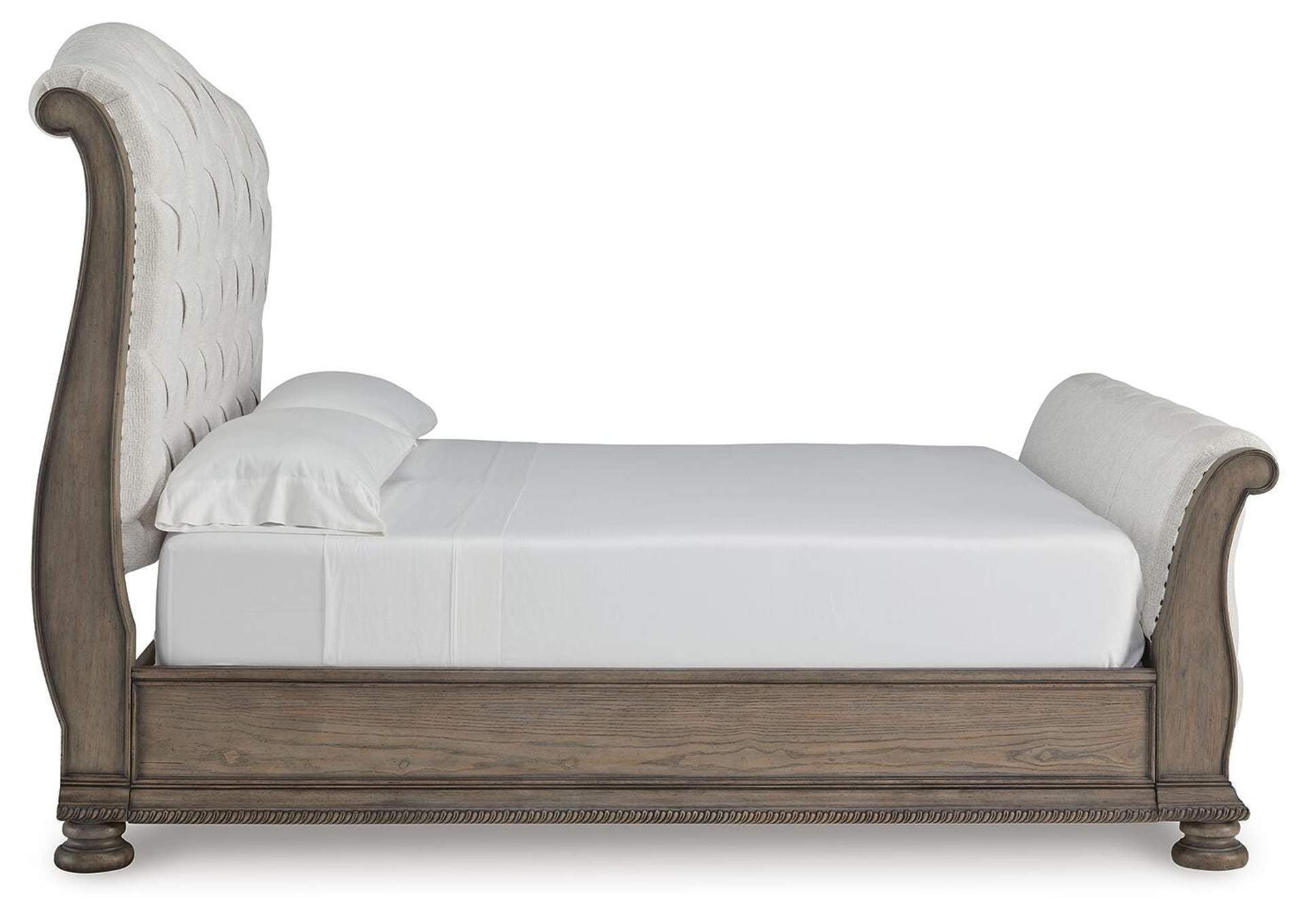 Ardenfield California King Upholstered Sleigh Bed and Dresser side view
