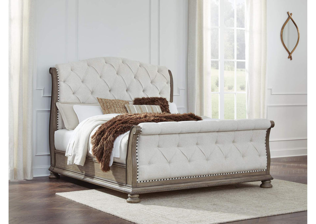 Ardenfield King Upholstered Sleigh Bed, Dresser and 2 Nightstands