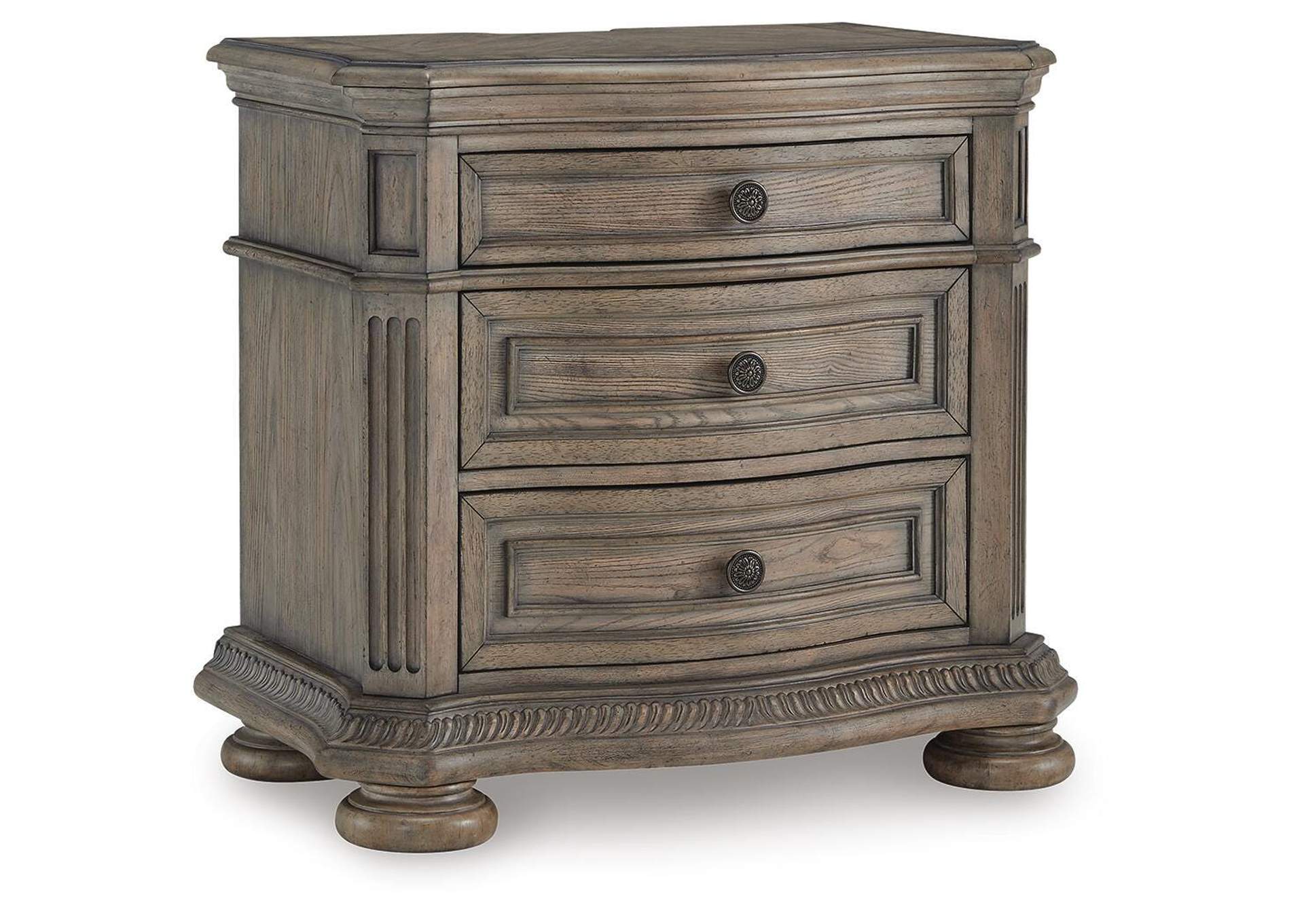 Ardenfield California King Upholstered Sleigh Bed, Dresser, Mirror, Chest and Nightstand angled view