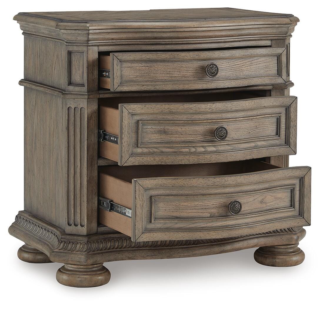 Ardenfield Nightstand in Light Brown, open view