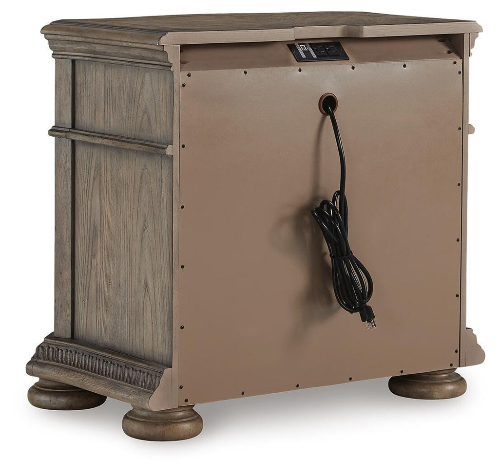 Ardenfield Nightstand in Light Brown, back view