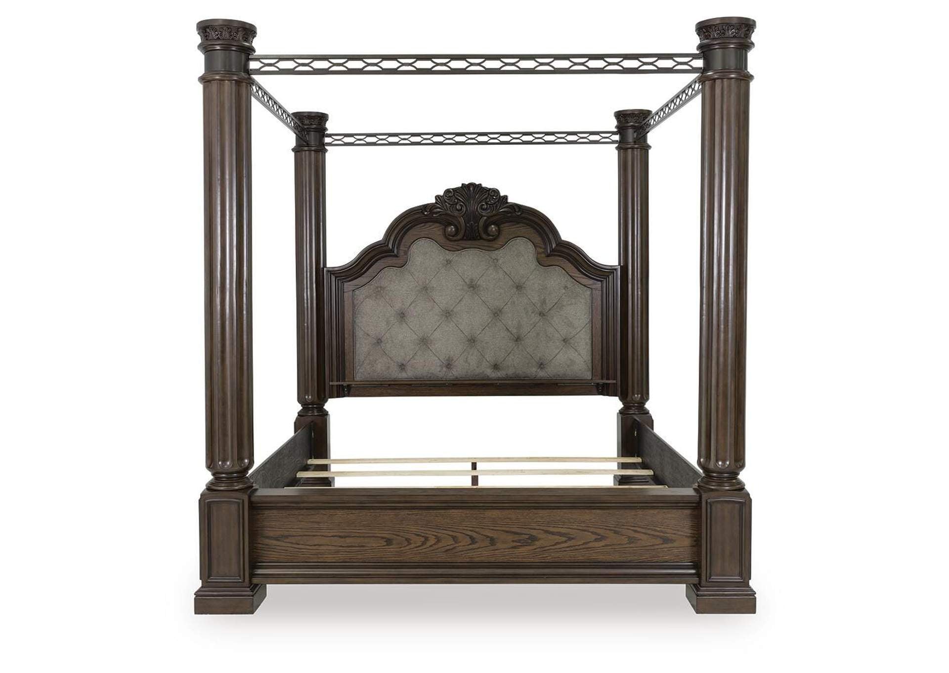 Maylee Queen Canopy Bed, Dresser, Mirror, Chest and 2 Nightstands front view