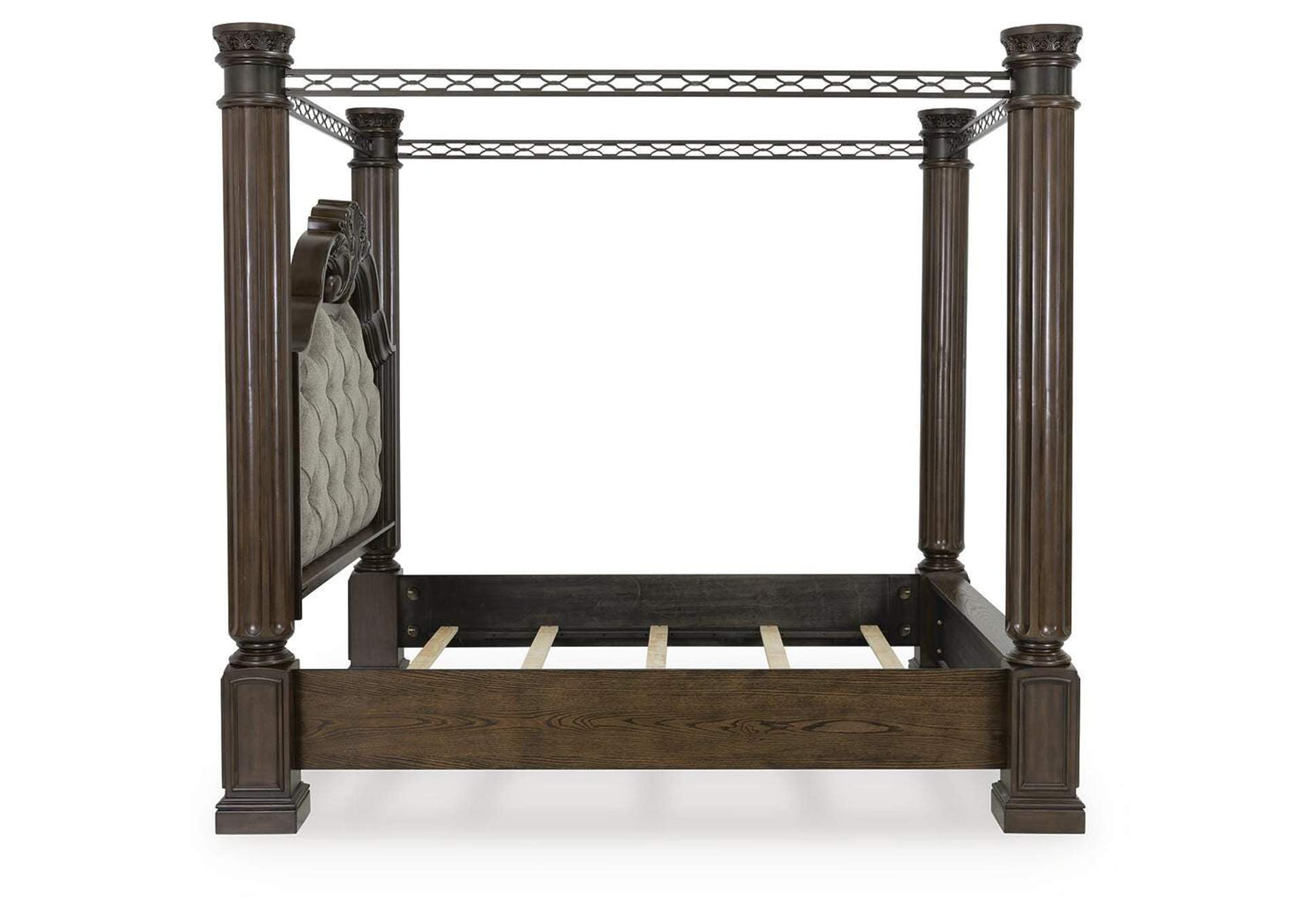 Maylee Queen Canopy Bed, Dresser and Nightstand side view