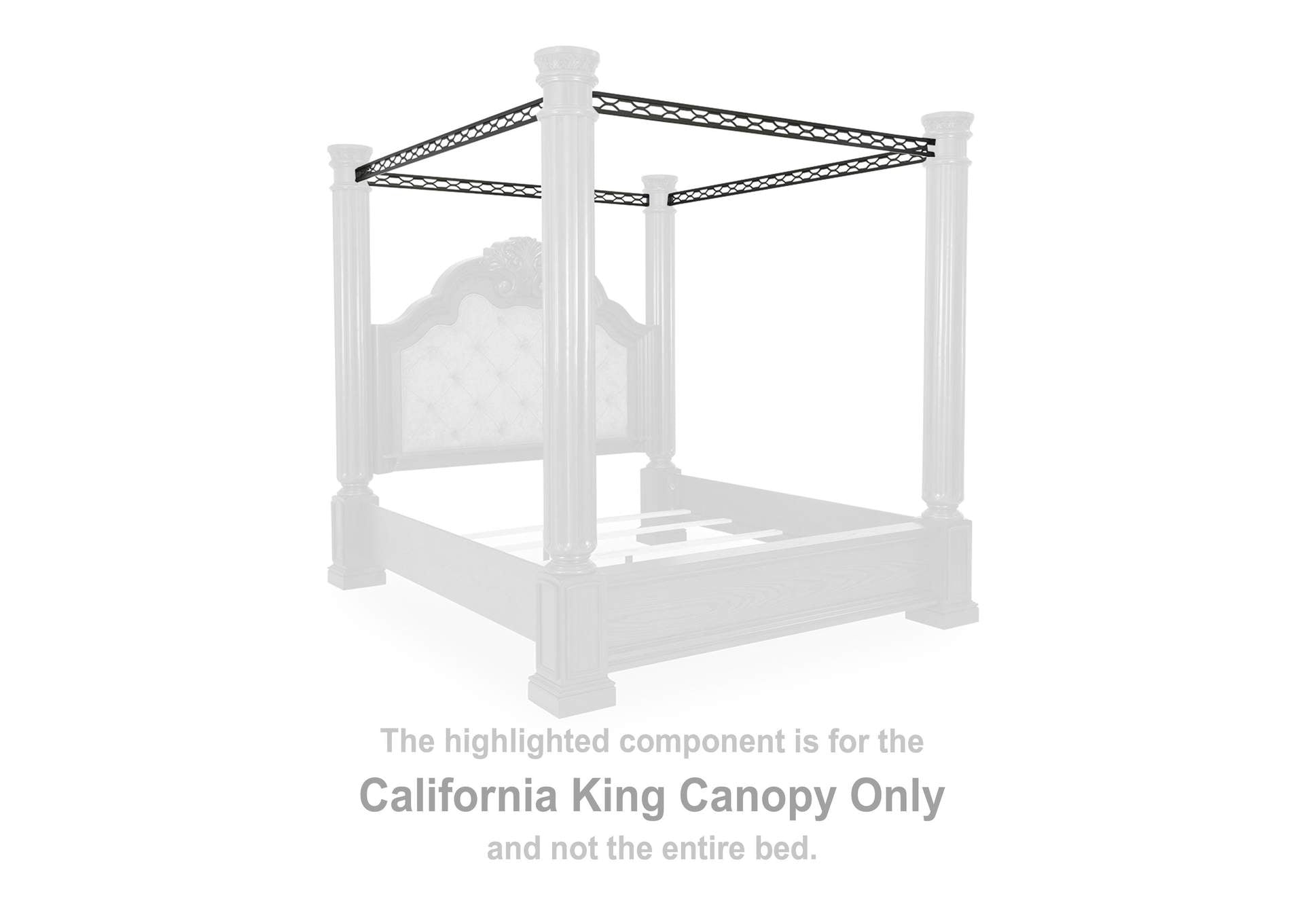 Maylee California King Canopy Bed, Dresser and Mirror