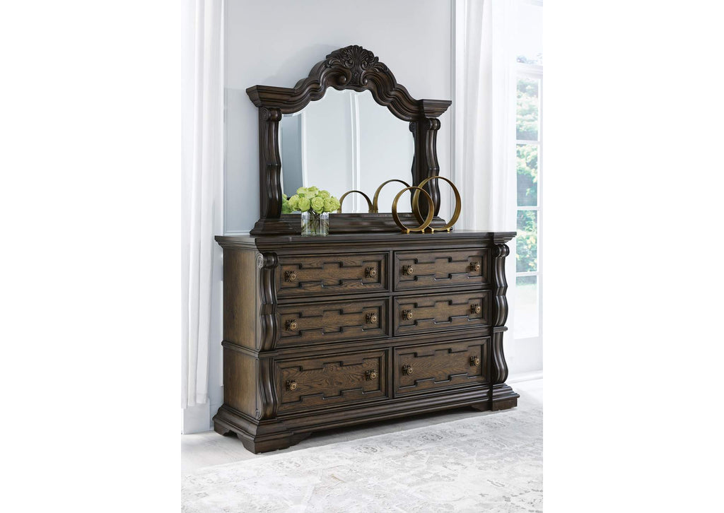 Maylee California King Canopy Bed, Dresser and Mirror