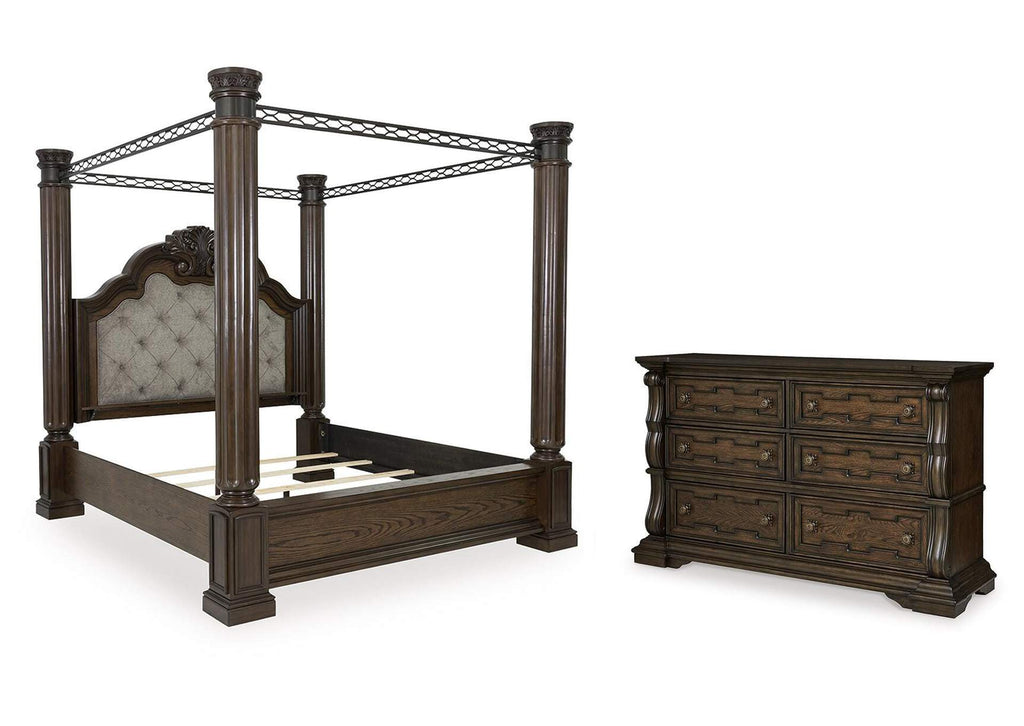 Maylee Queen Canopy Bed and Dresser