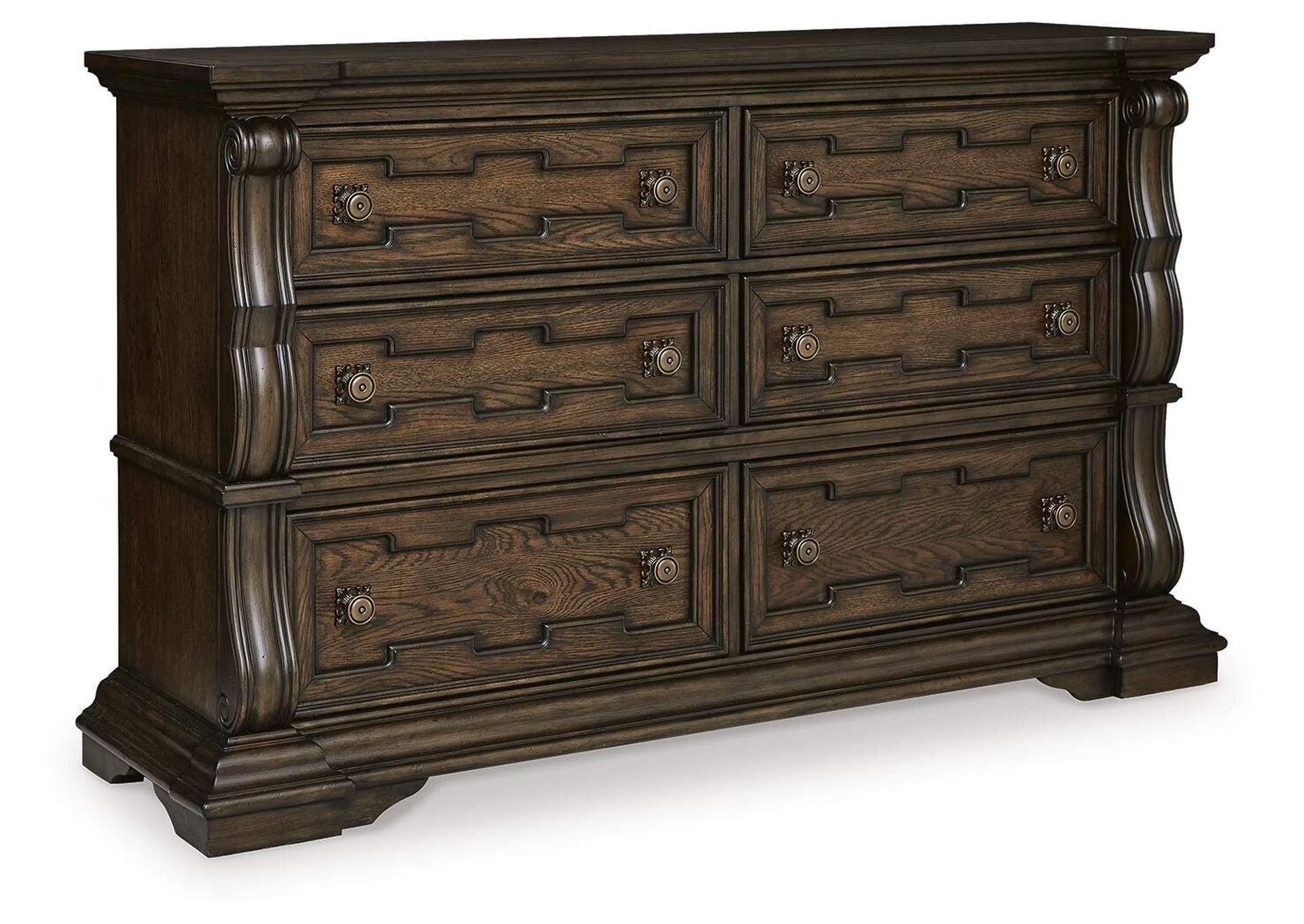 Maylee King Canopy Bed, Dresser and Nightstand angled view