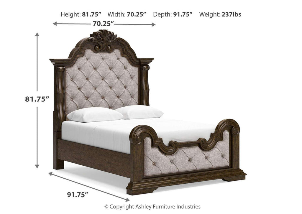 Maylee Queen Upholstered Bed and 2 Nightstands dimensions