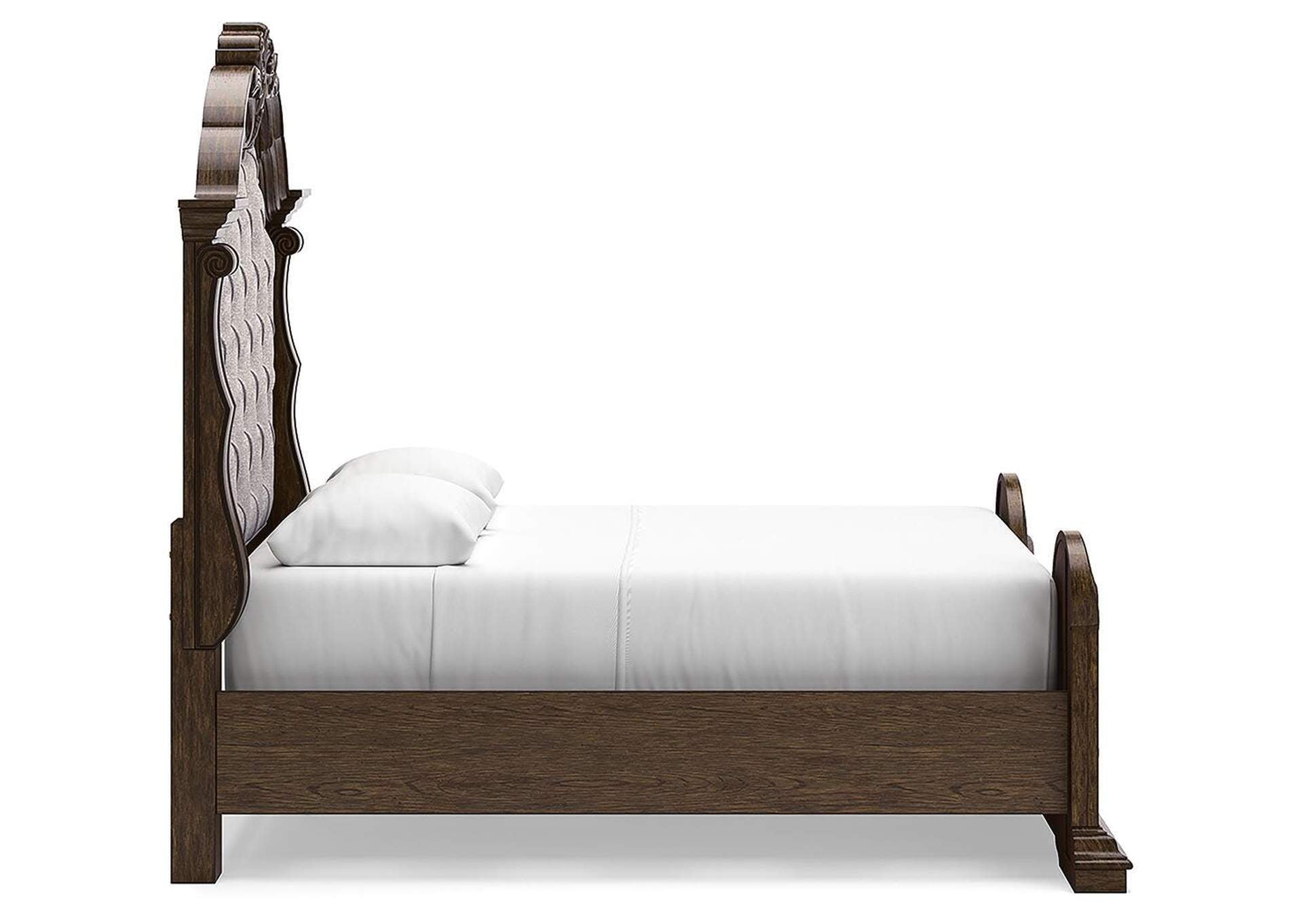 Maylee Queen Upholstered Bed, Dresser and 2 Nightstands side view