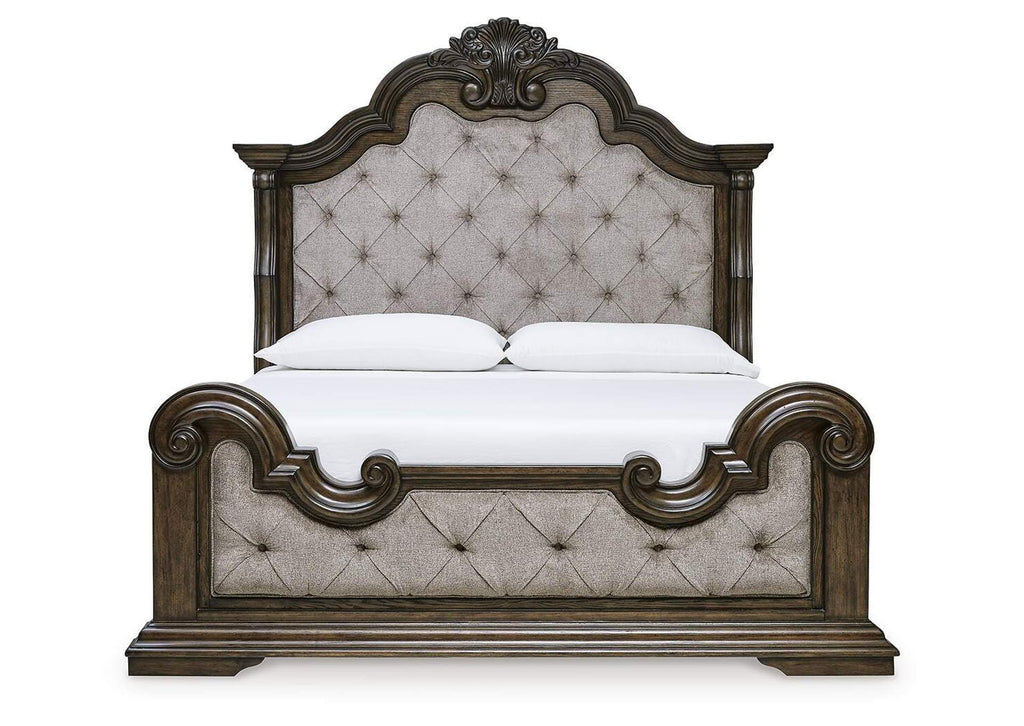 Maylee King Upholstered Bed, Dresser and 2 Nightstands front view