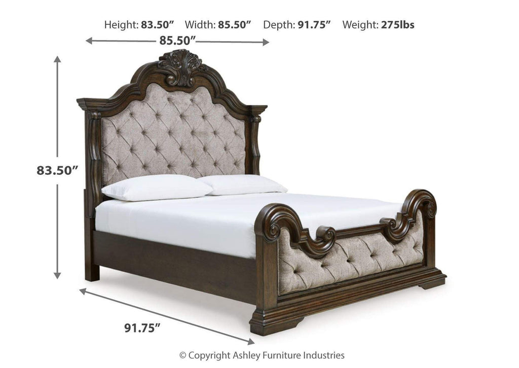 Maylee King Upholstered Bed and 2 Nightstands dimensions