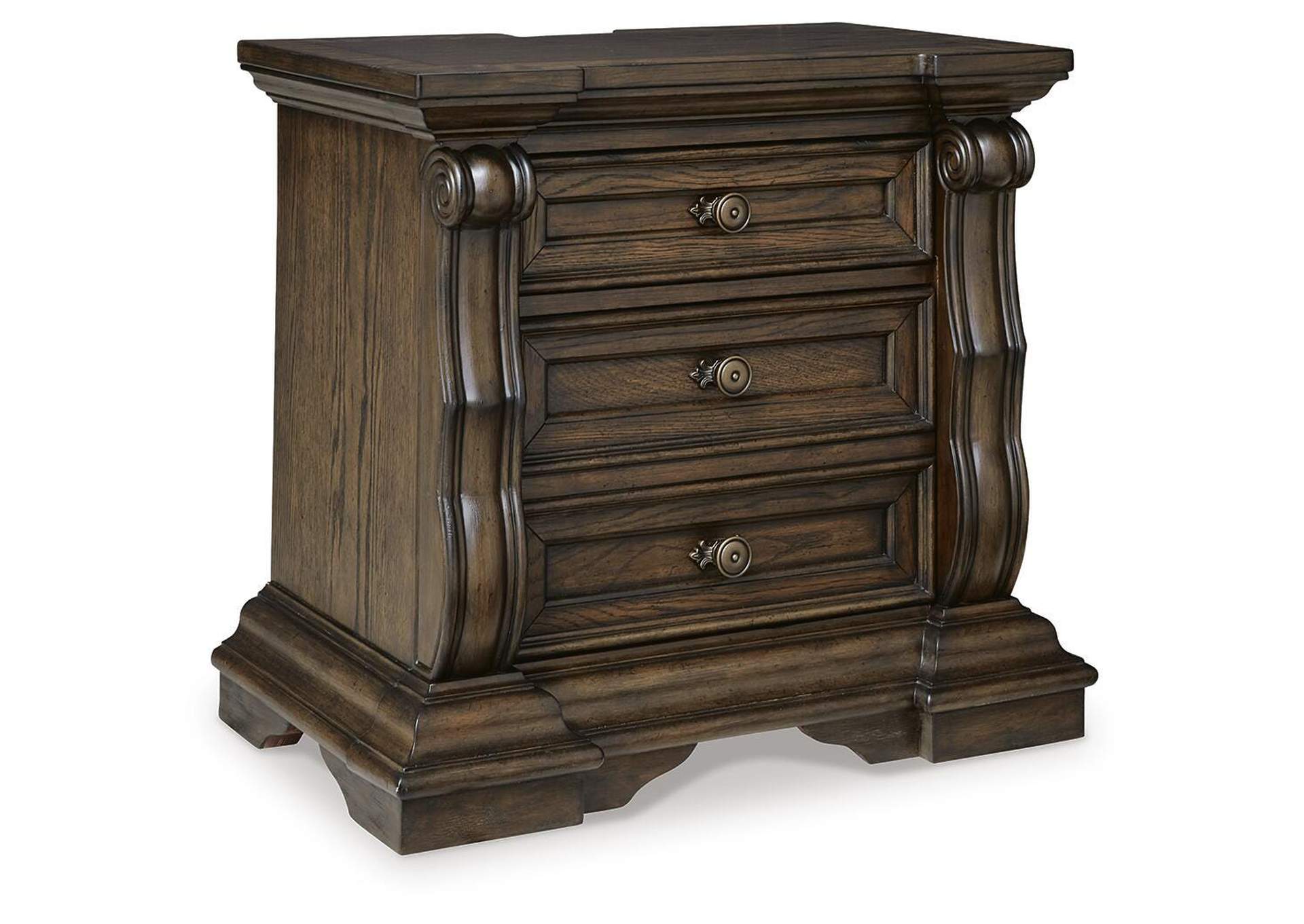 Maylee King Upholstered Bed, Dresser, Mirror and 2 Nightstands angled view