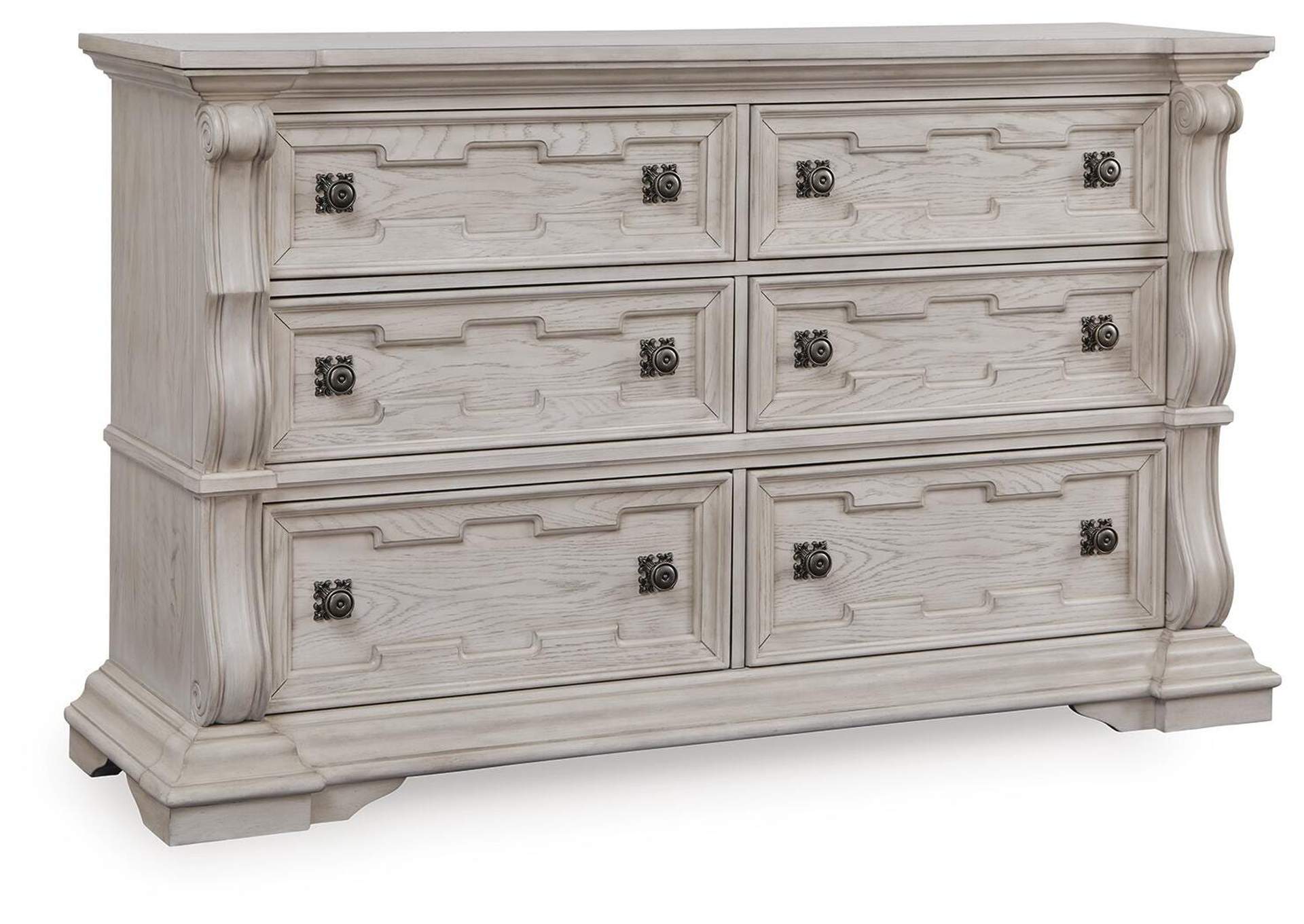 Andonhall King Upholstered Panel Bed with Dresser angled view