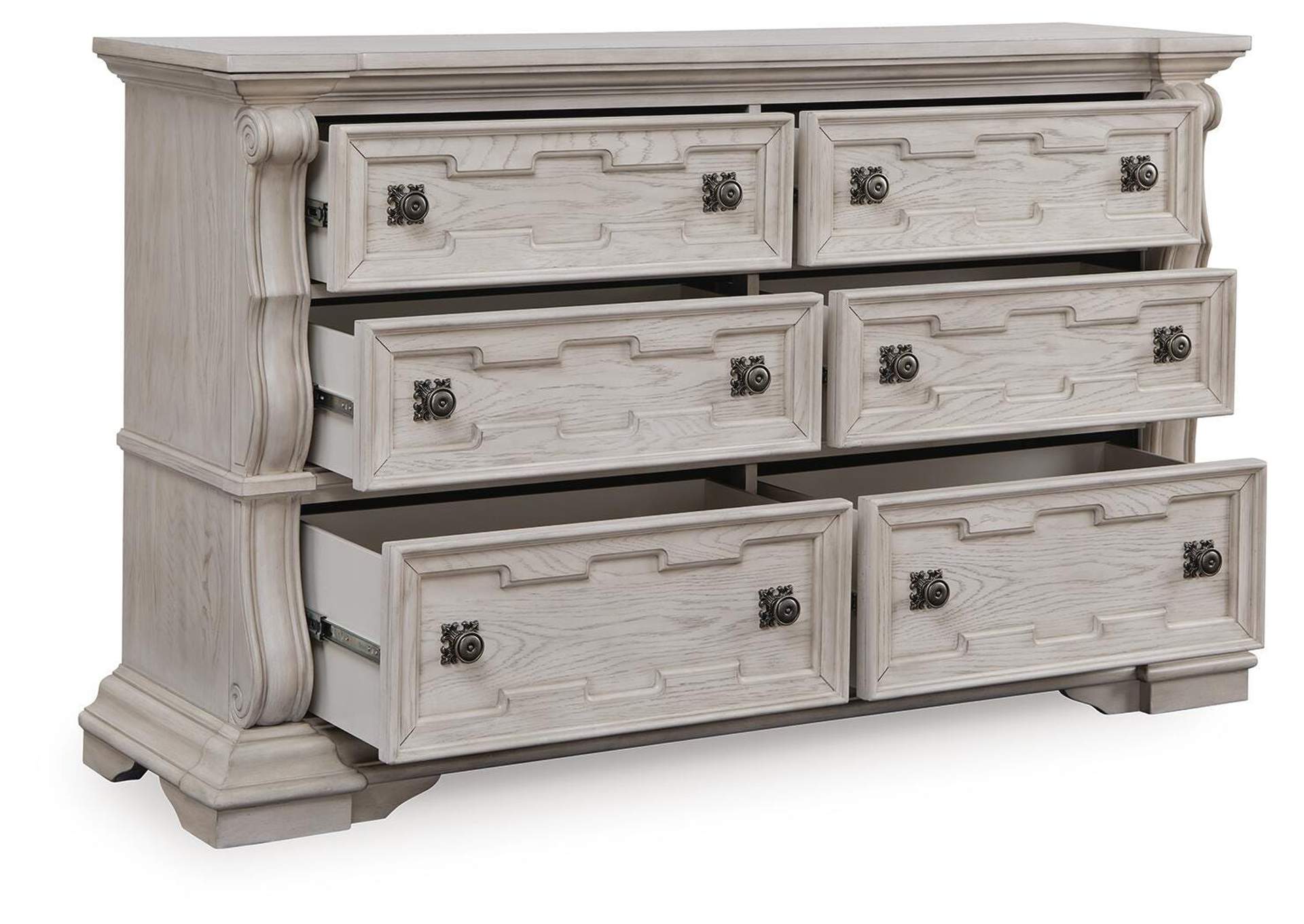 Andonhall King Upholstered Panel Bed with Dresser angled view
