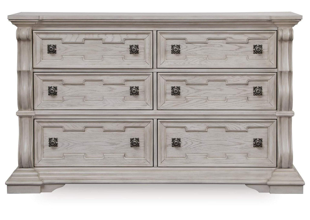 Andonhall King Upholstered Panel Bed with Dresser and Nightstand front view