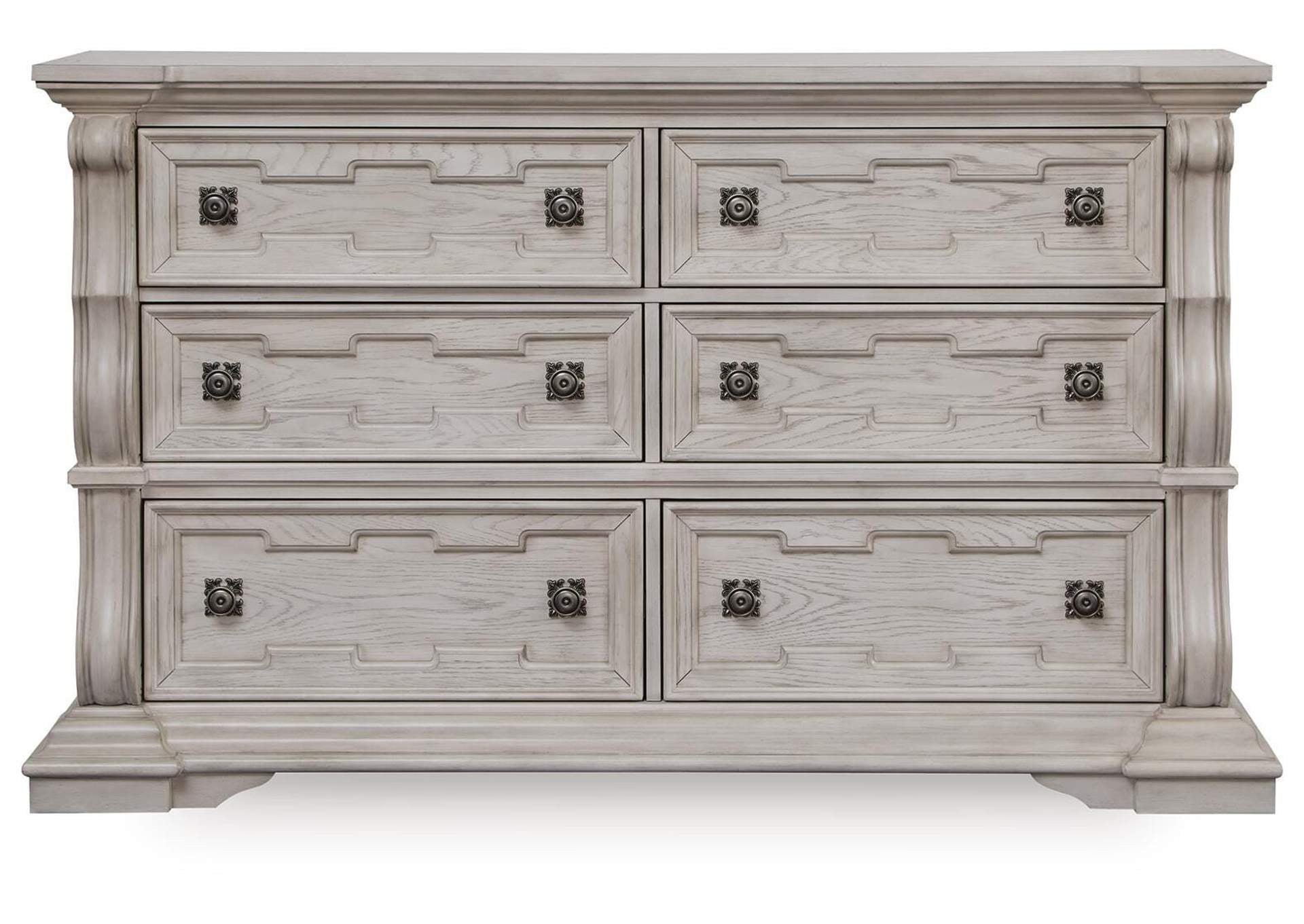 Andonhall California King Upholstered Panel Bed with Dresser front view