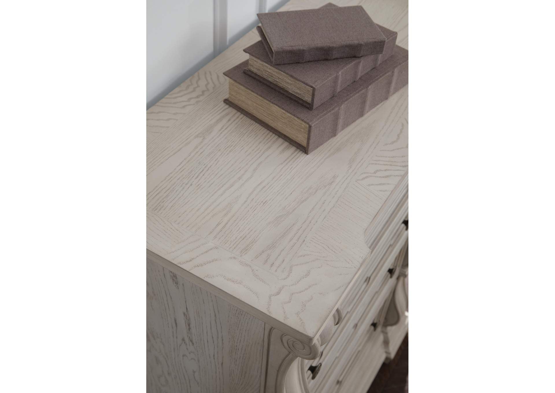 Andonhall California King Upholstered Panel Bed with Dresser and Chest detail