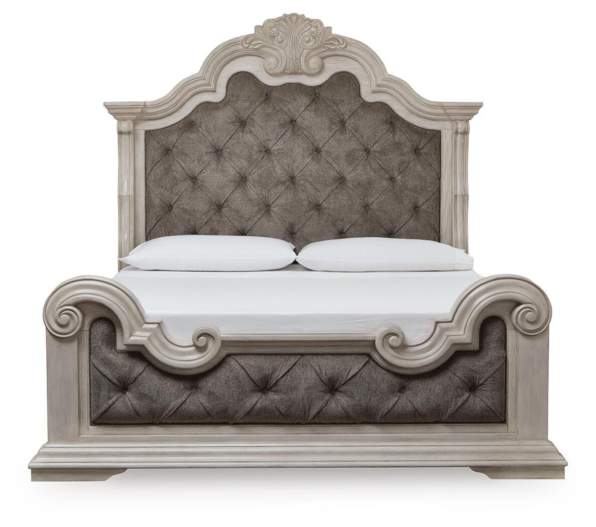 Bruchandi King Upholstered Panel Bed in Antique White, front view
