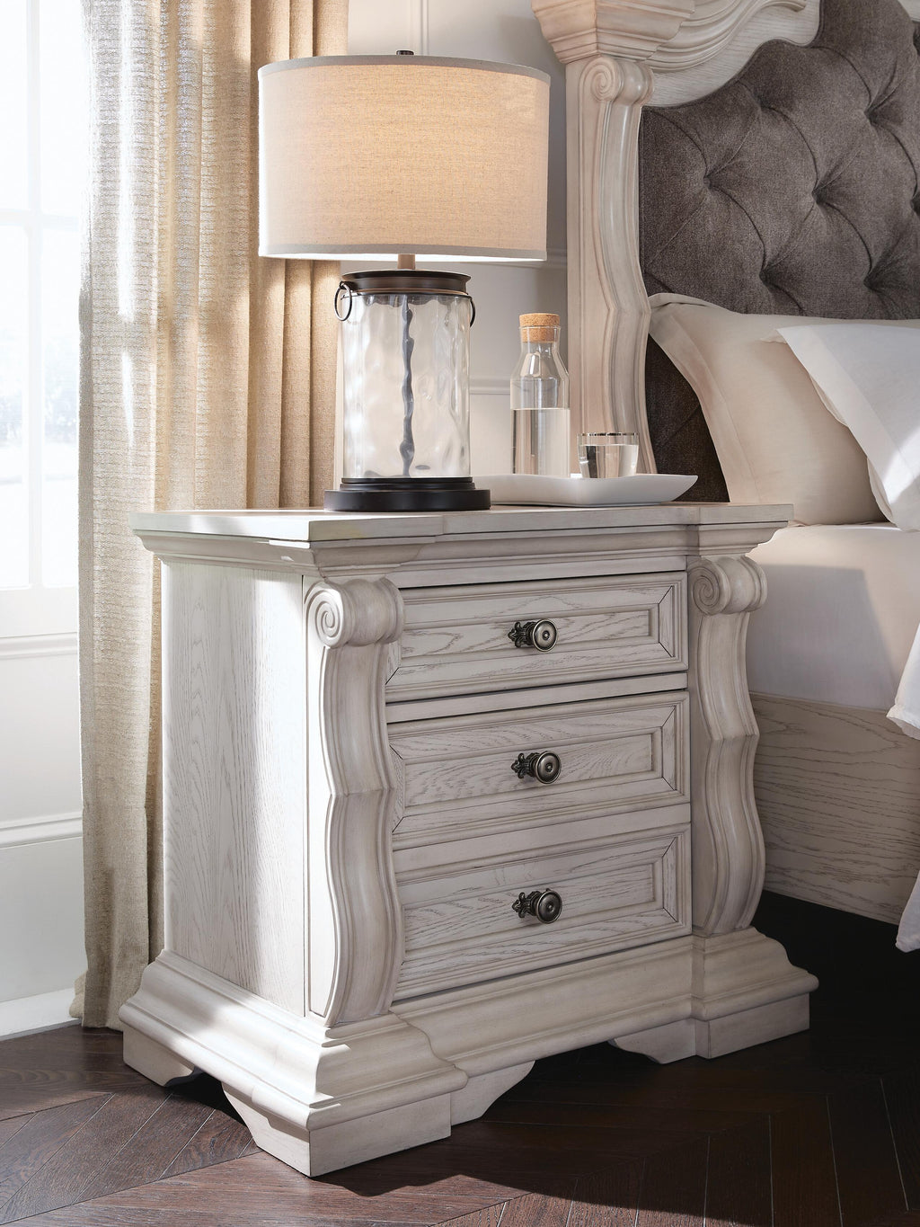 Bruchandi Nightstand in Antique White, lifestyle view