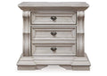 Andonhall California King Upholstered Panel Bed with Mirrored Dresser and Nightstand