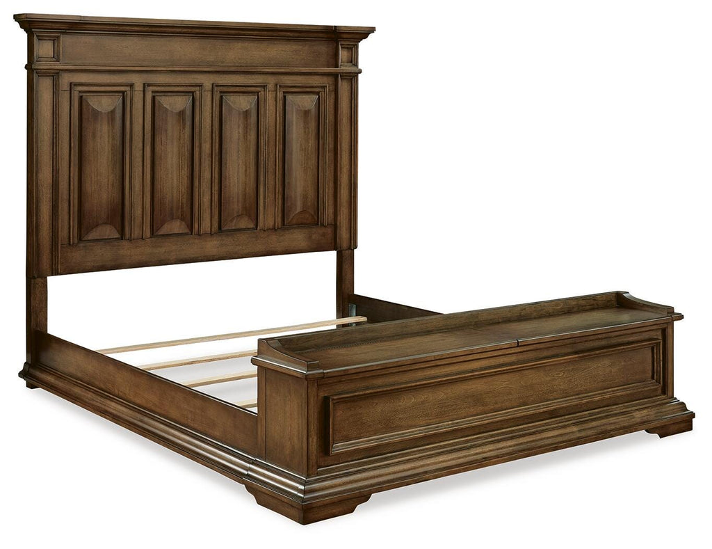 Frantanna King Panel Storage Bed in Brown, angle view
